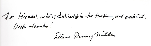 Diane Disney Miller Inscription